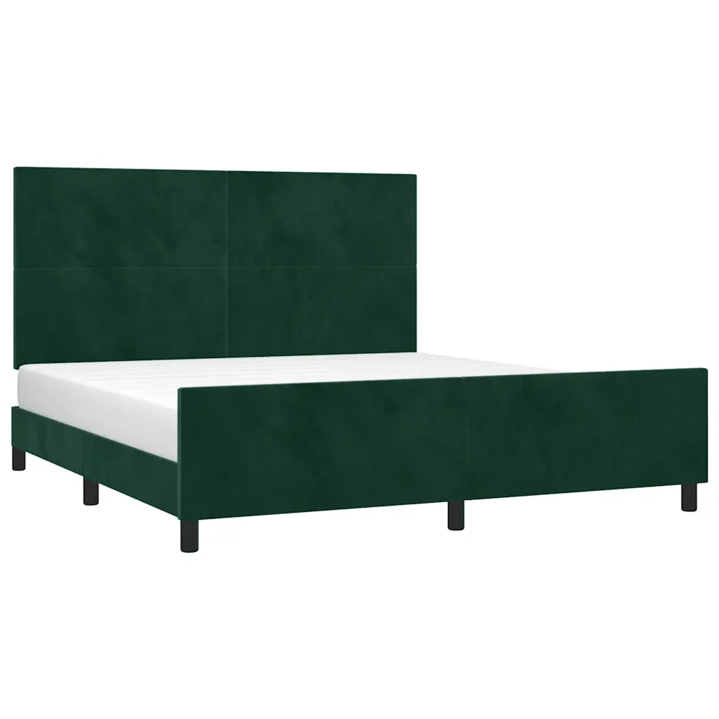 Letto matrimoniale | Letto per adulti | Giroletto senza Materasso Verde Scuro 160x200 cm in Velluto - Image 4