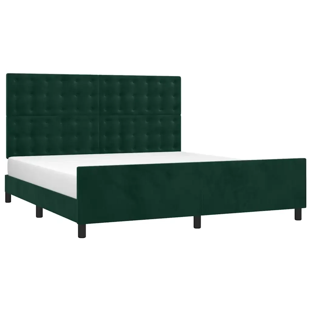 Letto matrimoniale | Letto per adulti | Giroletto senza Materasso Verde Scuro 160x200 cm in Velluto - Image 3