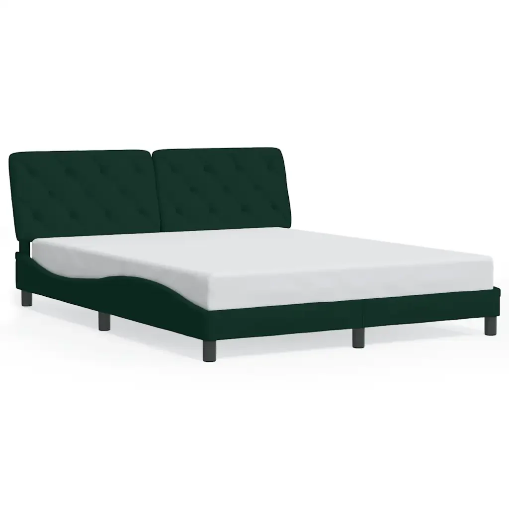 Letto matrimoniale | Letto per adulti | Giroletto senza Materasso Verde Scuro 160x200 cm in Velluto