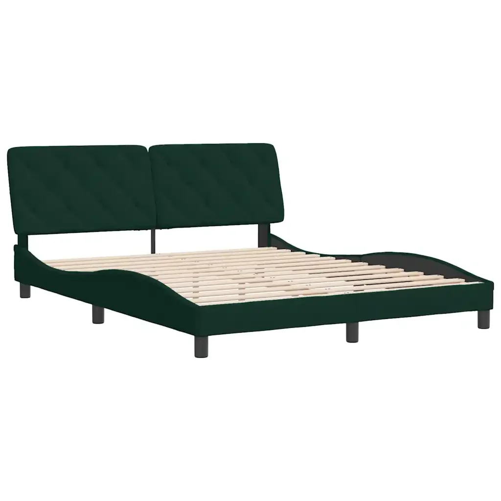 Letto matrimoniale | Letto per adulti | Giroletto senza Materasso Verde Scuro 160x200 cm in Velluto - Image 4