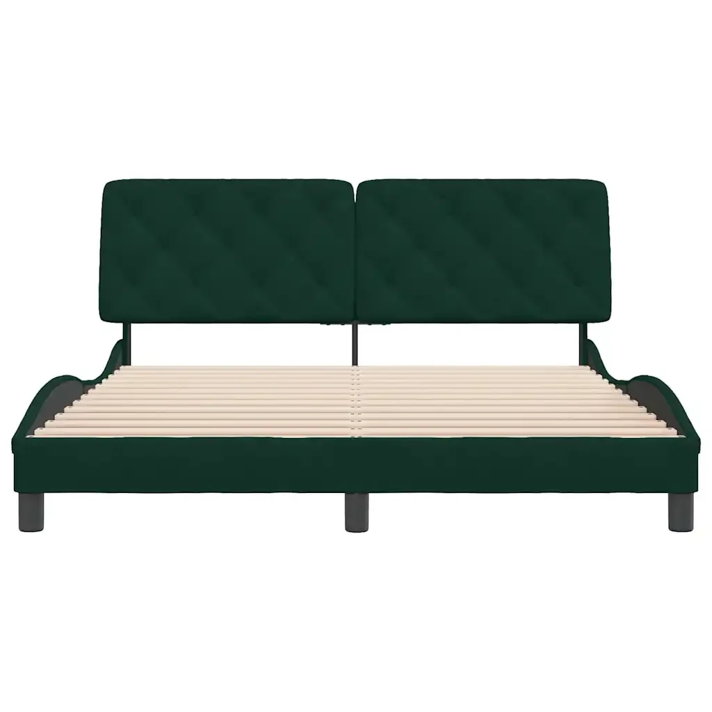 Letto matrimoniale | Letto per adulti | Giroletto senza Materasso Verde Scuro 160x200 cm in Velluto - Image 5