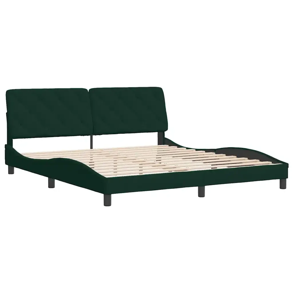 Letto matrimoniale | Letto per adulti | Giroletto senza Materasso Verde Scuro 180x200 cm in Velluto - Image 4