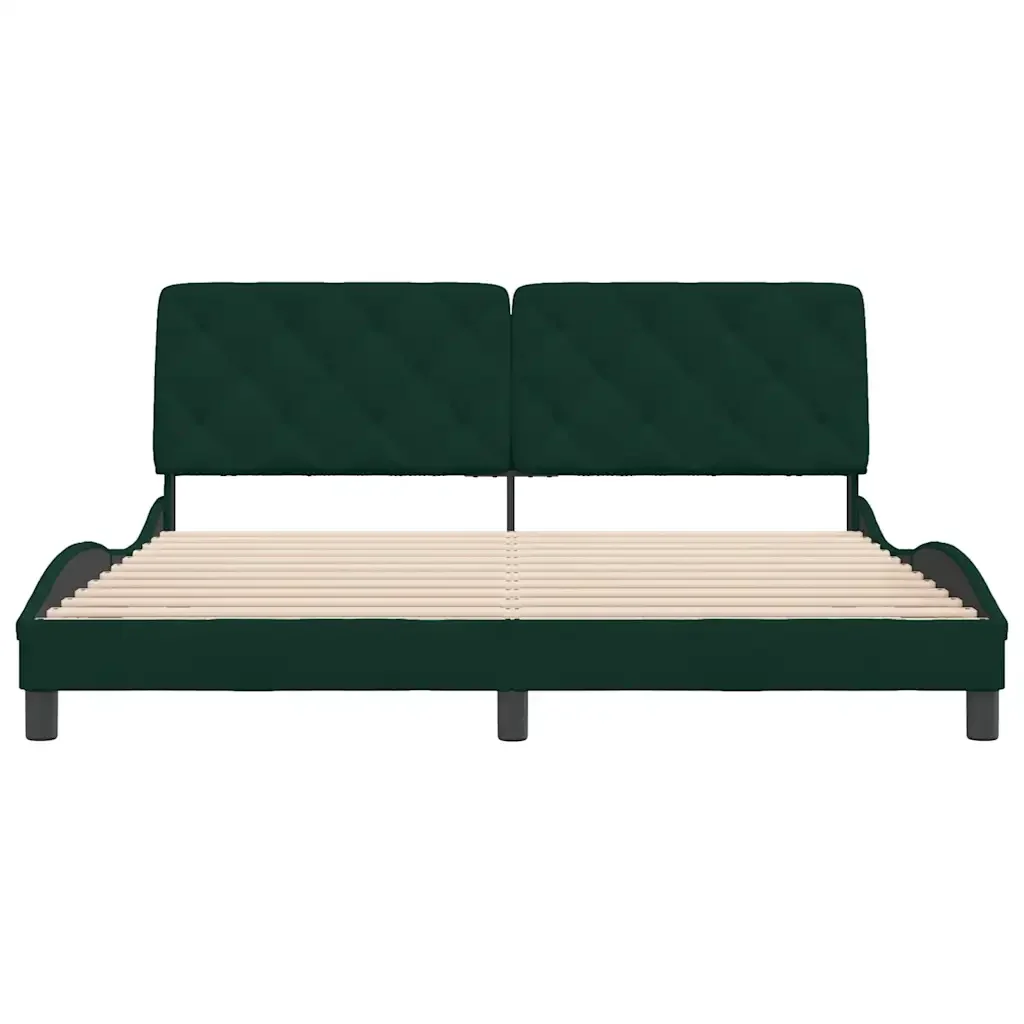 Letto matrimoniale | Letto per adulti | Giroletto senza Materasso Verde Scuro 180x200 cm in Velluto - Image 5