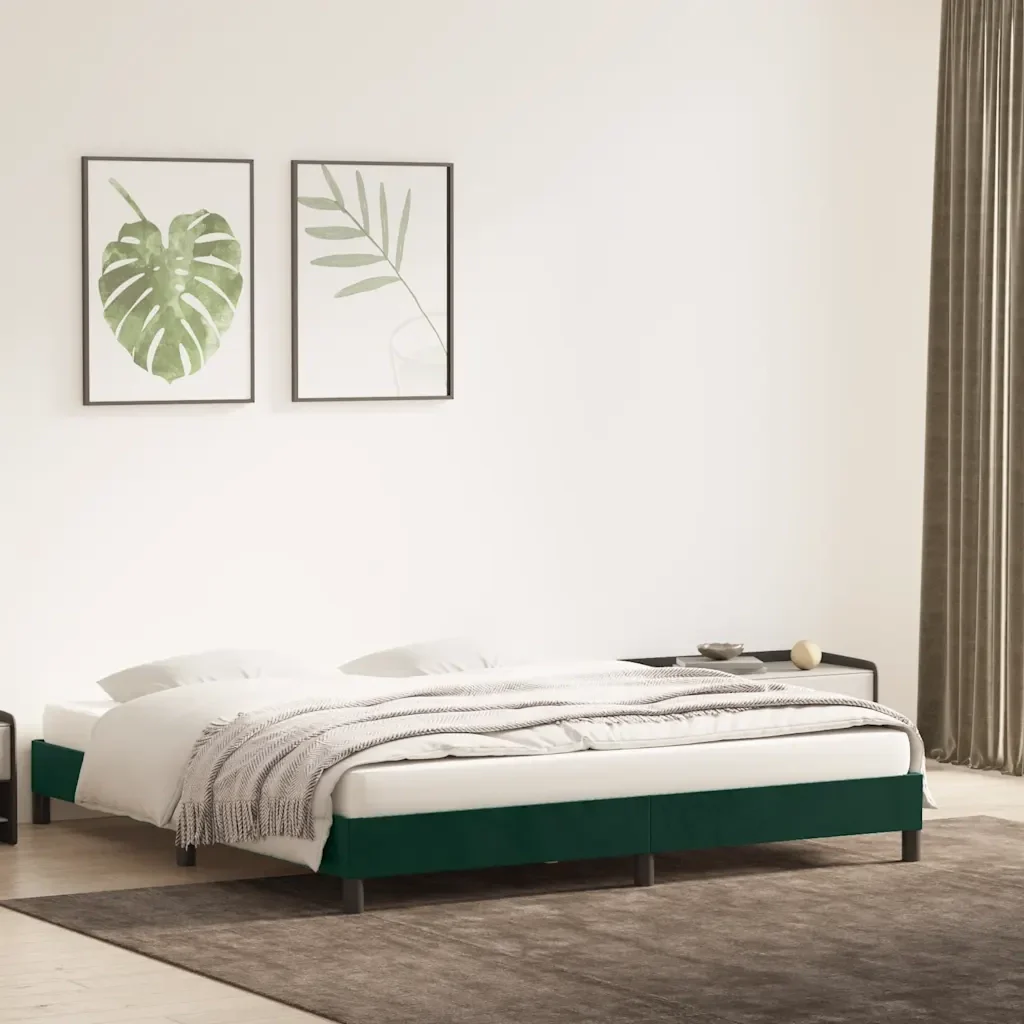 Letto matrimoniale | Letto per adulti | Giroletto senza Materasso Verde Scuro 180x210 cm in Velluto - Image 4