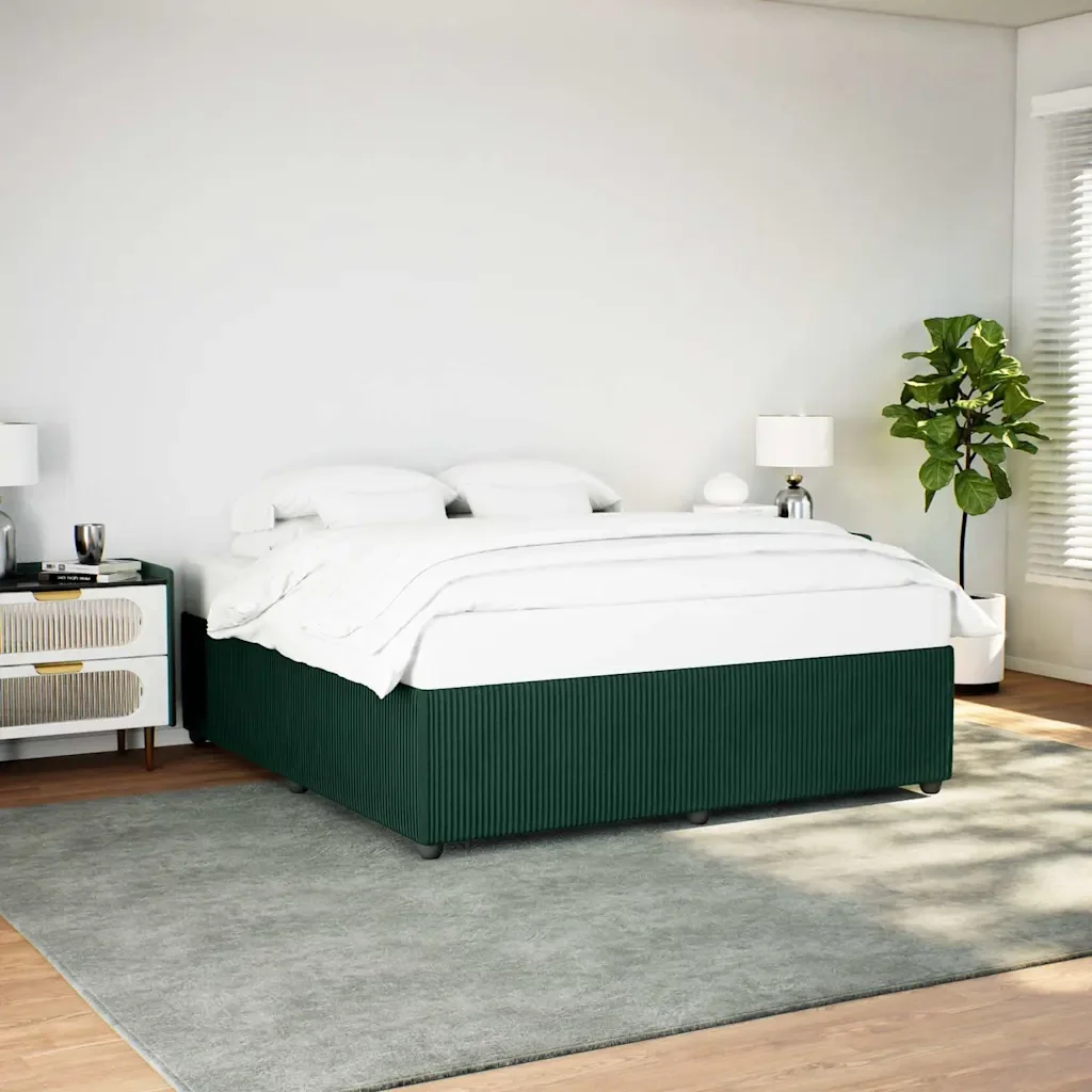 Letto matrimoniale | Letto per adulti | Giroletto senza Materasso Verde Scuro 200x200 cm in Velluto - Image 2