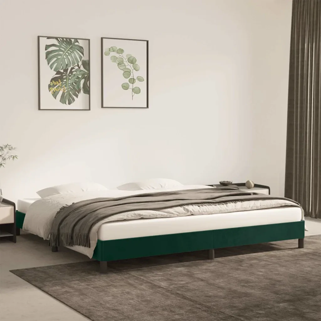 Letto matrimoniale | Letto per adulti | Giroletto senza Materasso Verde Scuro 200x200 cm in Velluto - Image 2