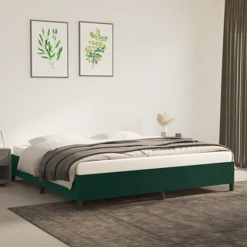 Letto matrimoniale | Letto per adulti | Giroletto senza Materasso Verde Scuro 200x200 cm in Velluto - Image 2