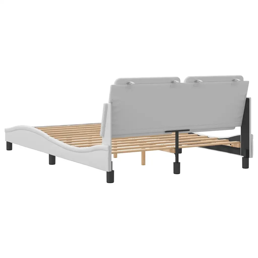 Letto matrimoniale | Letto per adulti | Giroletto senza Materasso Zadar Bianco 140x190 cm in Similpelle - Image 6