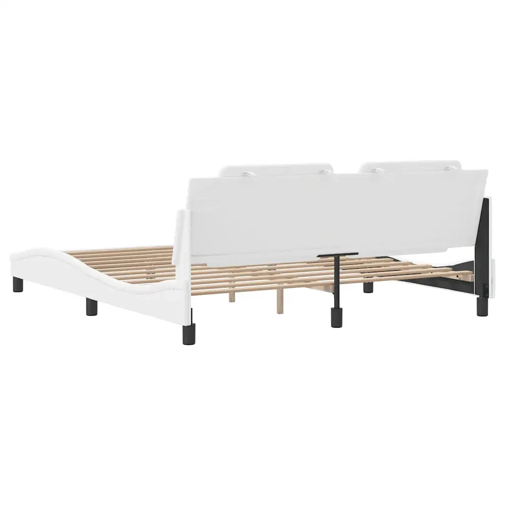 Letto matrimoniale | Letto per adulti | Giroletto senza Materasso Zadar Bianco 180x200 cm in Similpelle - Image 6