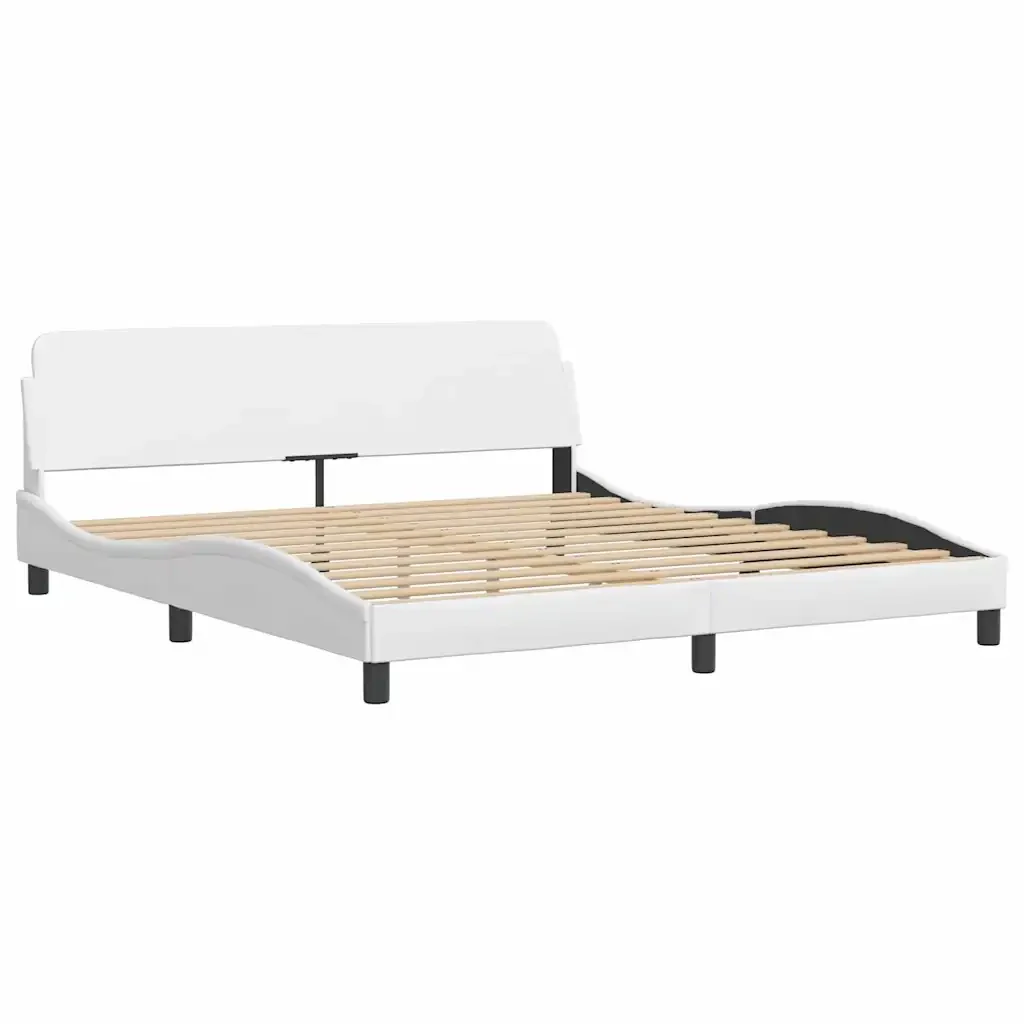 Letto matrimoniale | Letto per adulti | Giroletto senza Materasso Zadar Bianco 180x200 cm in Similpelle - Image 7