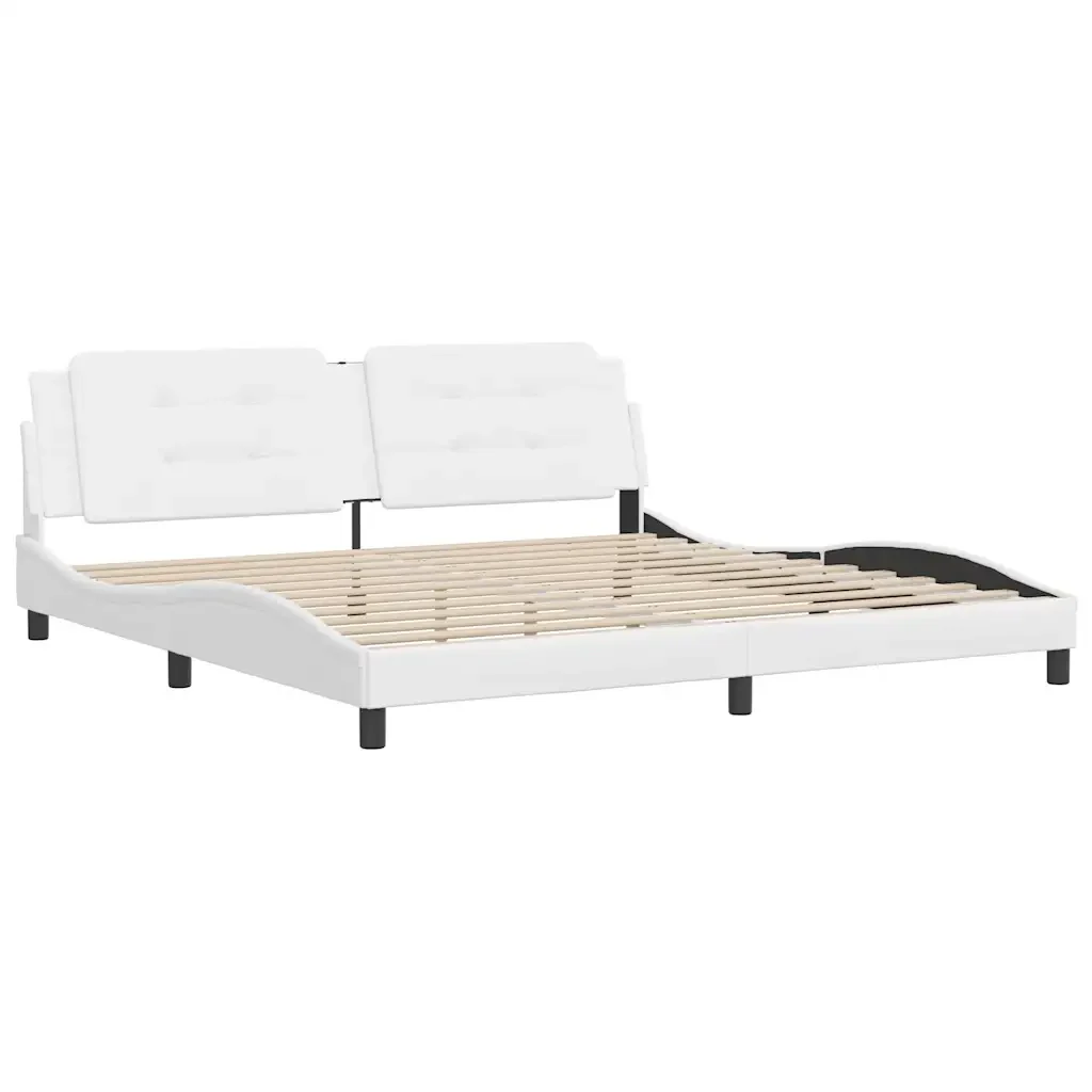 Letto matrimoniale | Letto per adulti | Giroletto senza Materasso Zadar Bianco 200x200 cm in Similpelle - Image 4