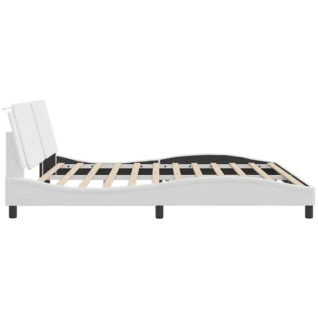 Letto matrimoniale | Letto per adulti | Giroletto senza Materasso Zadar Bianco 200x200 cm in Similpelle - Image 5