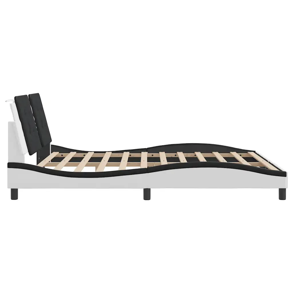 Letto matrimoniale | Letto per adulti | Giroletto senza Materasso Zadar Bianco e Nero 180x200 cm in Similpelle - Image 5