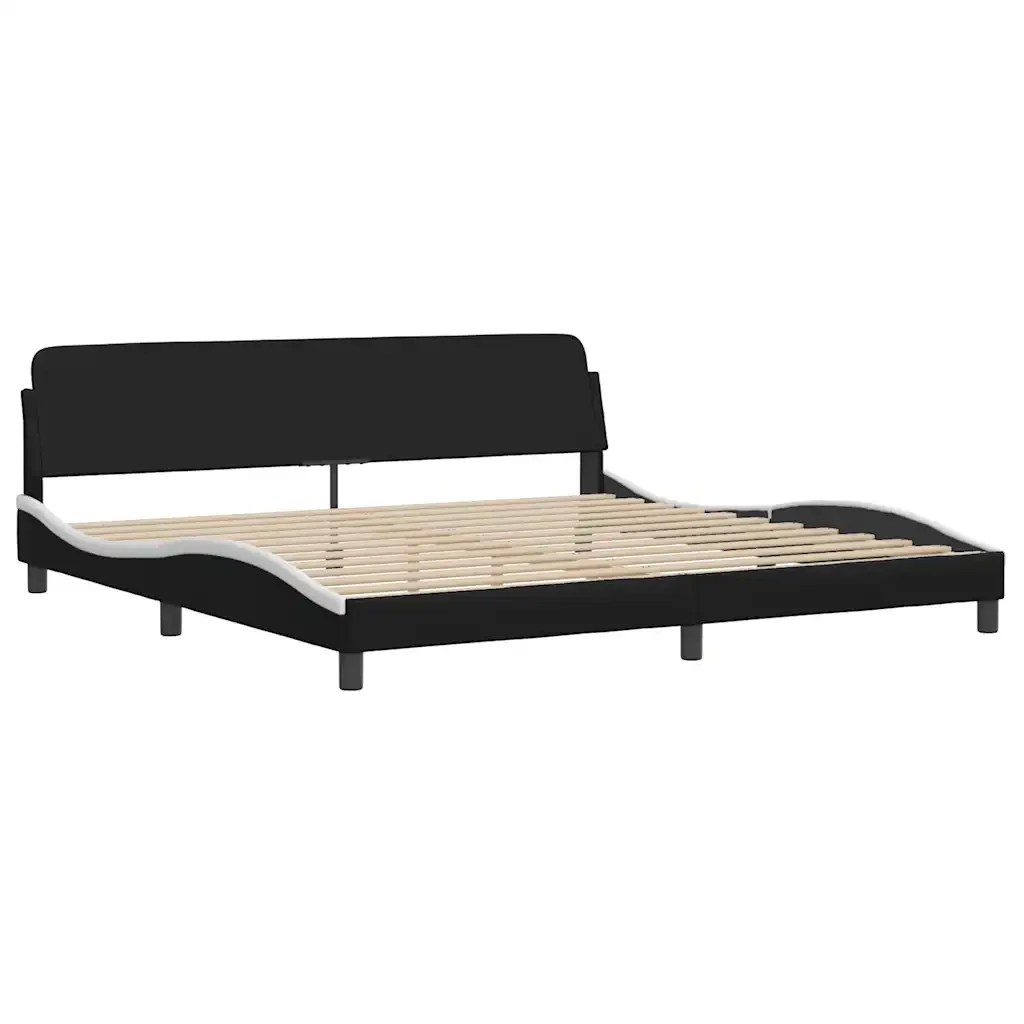 Letto matrimoniale | Letto per adulti | Giroletto senza Materasso Zadar Bianco e Nero 200x200 cm in Similpelle - Image 7