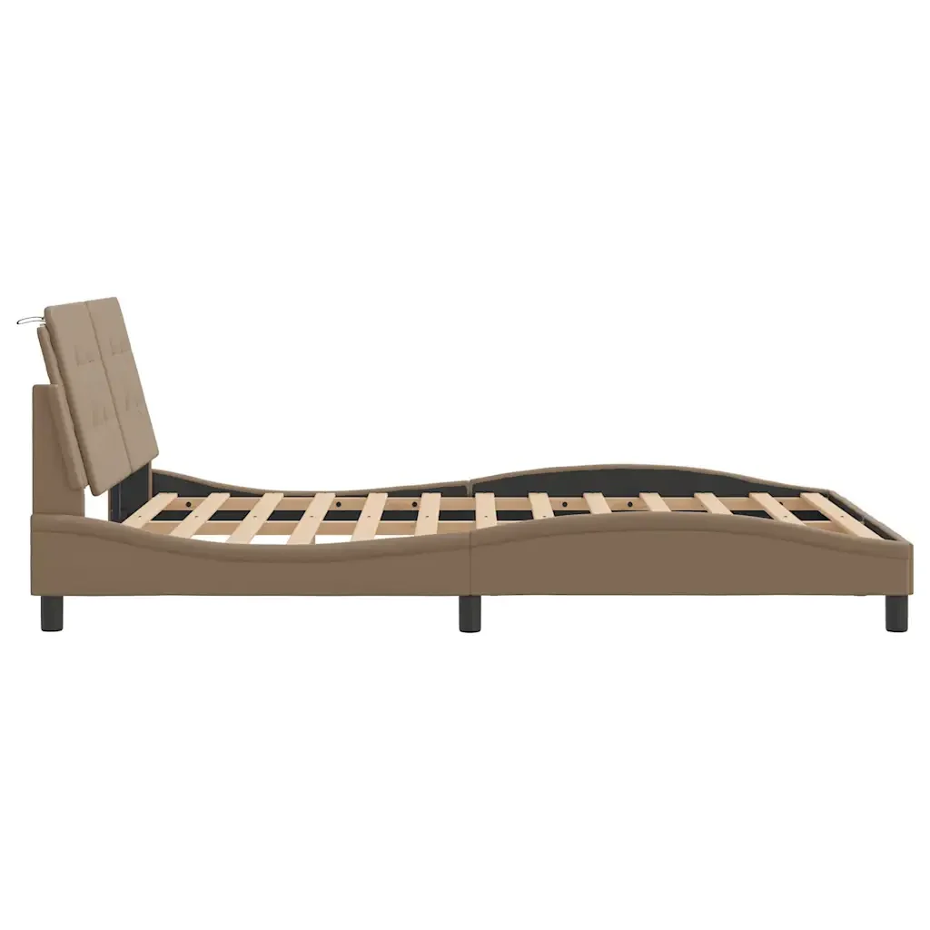 Letto matrimoniale | Letto per adulti | Giroletto senza Materasso Zadar Cappuccino 120x200 cm in Similpelle - Image 5