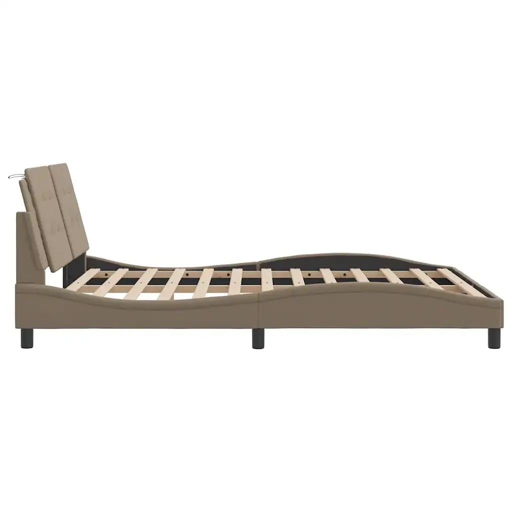 Letto matrimoniale | Letto per adulti | Giroletto senza Materasso Zadar Cappuccino 160x200 cm in Similpelle - Image 5