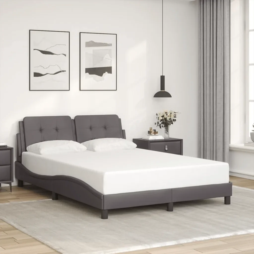 Letto matrimoniale | Letto per adulti | Giroletto senza Materasso Zadar Crema 120x200 cm in Similpelle - Image 2