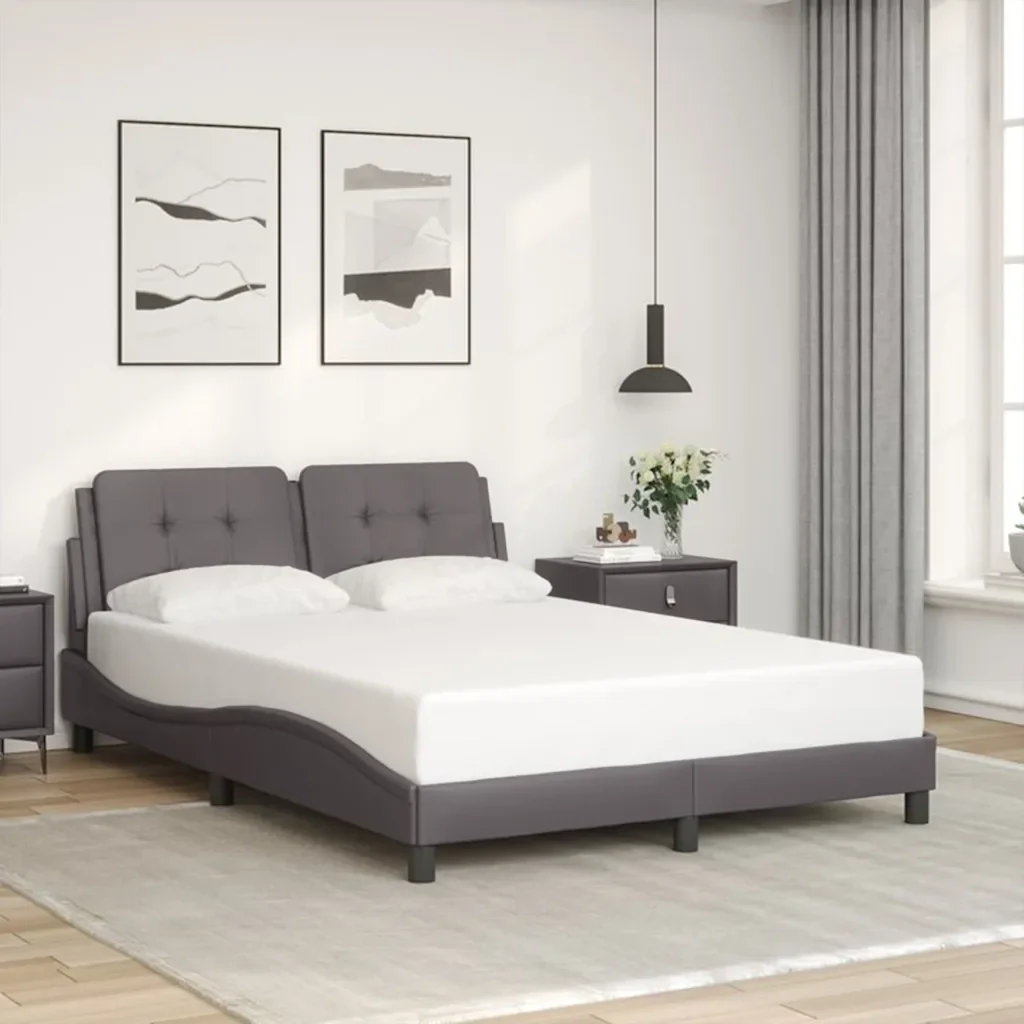 Letto matrimoniale | Letto per adulti | Giroletto senza Materasso Zadar Crema 140x190 cm in Similpelle - Image 2