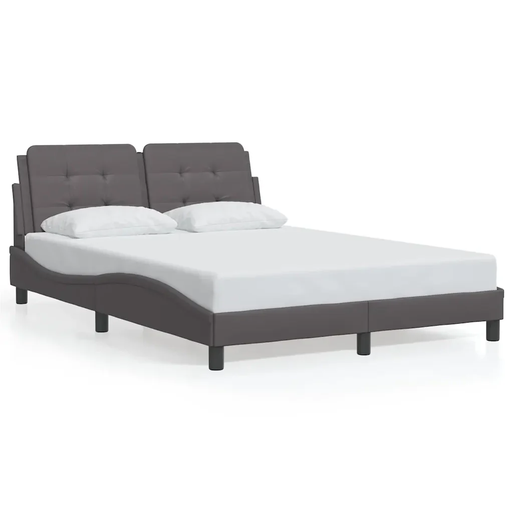 Letto matrimoniale | Letto per adulti | Giroletto senza Materasso Zadar Grigio 140x200 cm in Similpelle