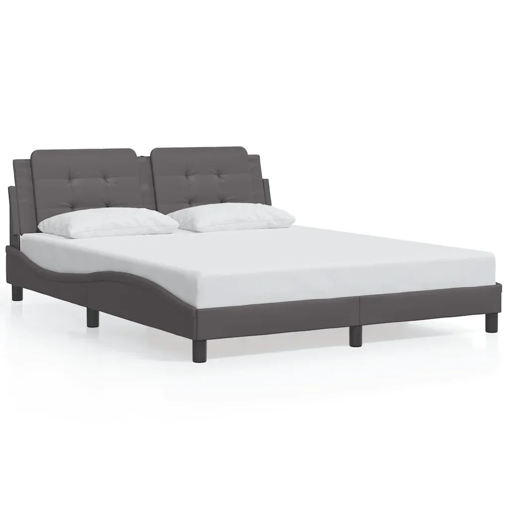 Letto matrimoniale | Letto per adulti | Giroletto senza Materasso Zadar Grigio 160x200 cm in Similpelle
