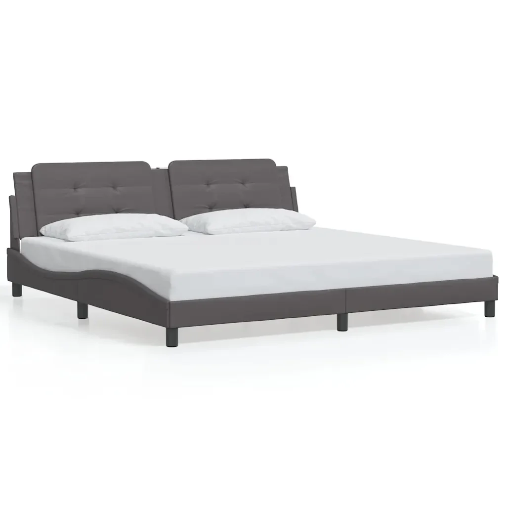 Letto matrimoniale | Letto per adulti | Giroletto senza Materasso Zadar Grigio 200x200 cm in Similpelle