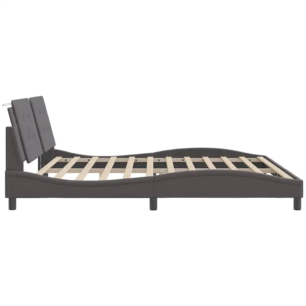 Letto matrimoniale | Letto per adulti | Giroletto senza Materasso Zadar Grigio 200x200 cm in Similpelle - Image 5