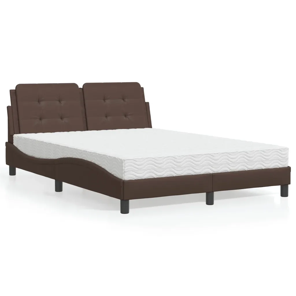 Letto matrimoniale | Letto per adulti | Giroletto senza Materasso Zadar Marrone 120x200cm in Similpelle - Image 2