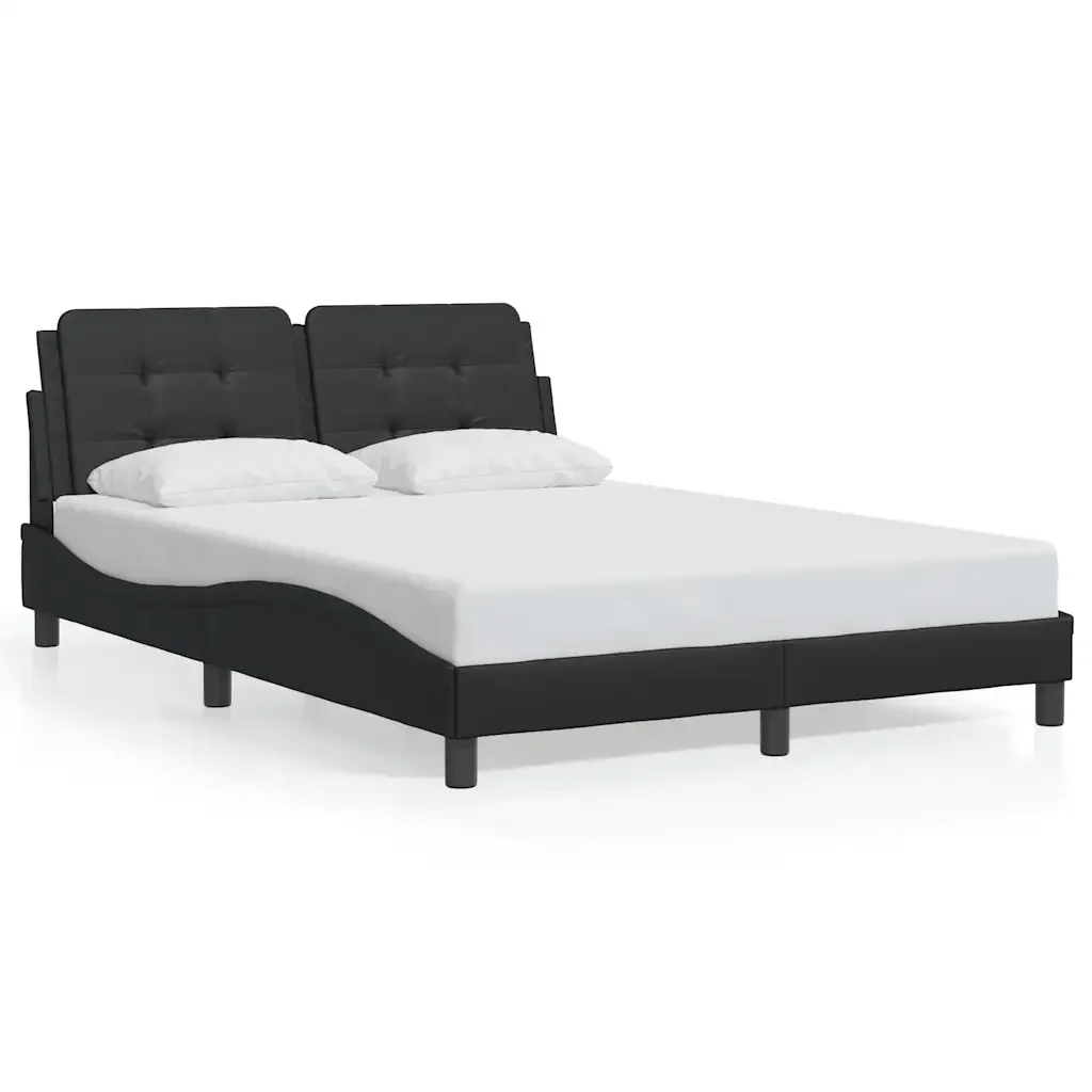 Letto matrimoniale | Letto per adulti | Giroletto senza Materasso Zadar Nero 140x190 cm in Similpelle