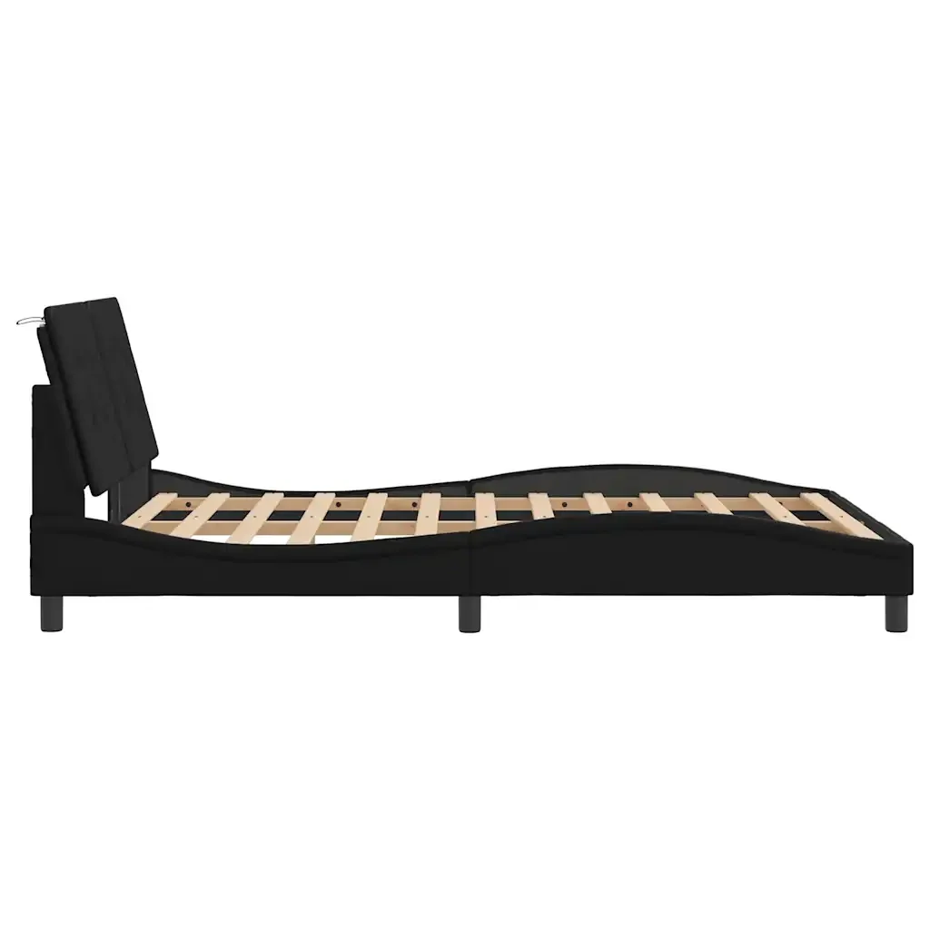 Letto matrimoniale | Letto per adulti | Giroletto senza Materasso Zadar Nero 140x200 cm in Similpelle - Image 5