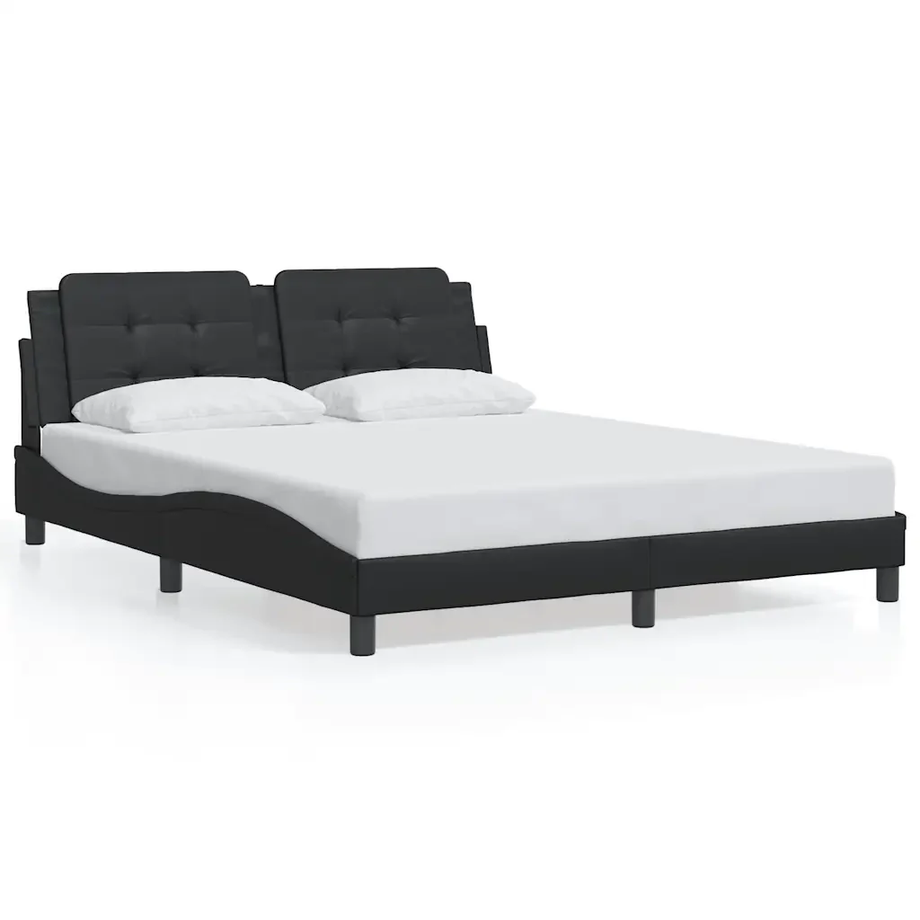 Letto matrimoniale | Letto per adulti | Giroletto senza Materasso Zadar Nero 160x200 cm in Similpelle