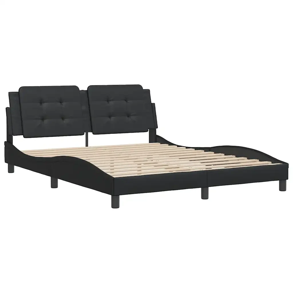 Letto matrimoniale | Letto per adulti | Giroletto senza Materasso Zadar Nero 160x200 cm in Similpelle - Image 4