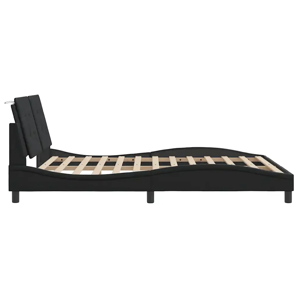 Letto matrimoniale | Letto per adulti | Giroletto senza Materasso Zadar Nero 160x200 cm in Similpelle - Image 5
