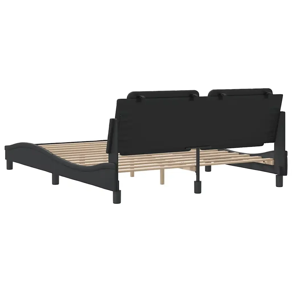 Letto matrimoniale | Letto per adulti | Giroletto senza Materasso Zadar Nero 160x200 cm in Similpelle - Image 6
