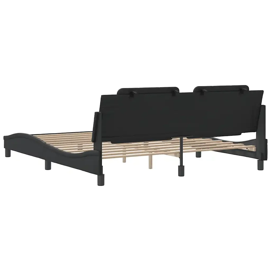 Letto matrimoniale | Letto per adulti | Giroletto senza Materasso Zadar Nero 180x200 cm in Similpelle - Image 6