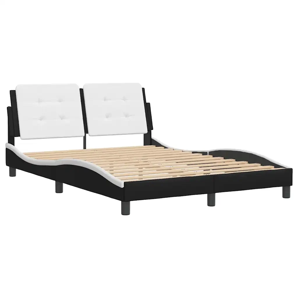 Letto matrimoniale | Letto per adulti | Giroletto senza Materasso Zadar Nero e Bianco 120x200 cm in Similpelle - Image 4
