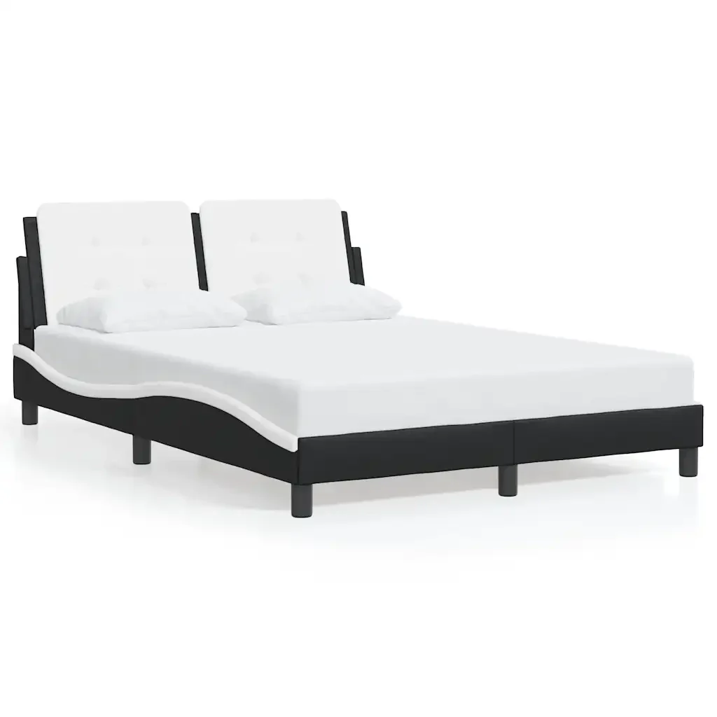 Letto matrimoniale | Letto per adulti | Giroletto senza Materasso Zadar Nero e Bianco 140x190 cm in Similpelle