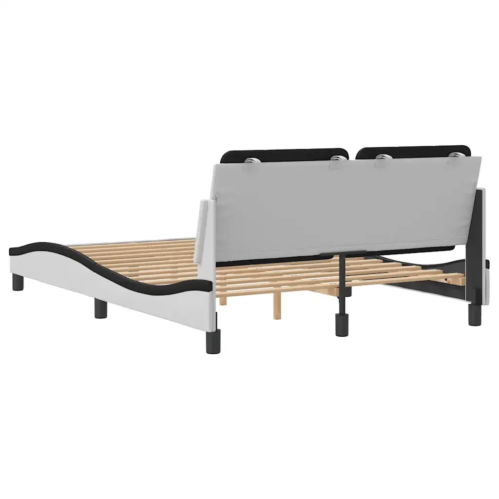 Letto matrimoniale | Letto per adulti | Giroletto senza Materasso Zadar Nero e Bianco 140x200 cm in Similpelle - Image 6