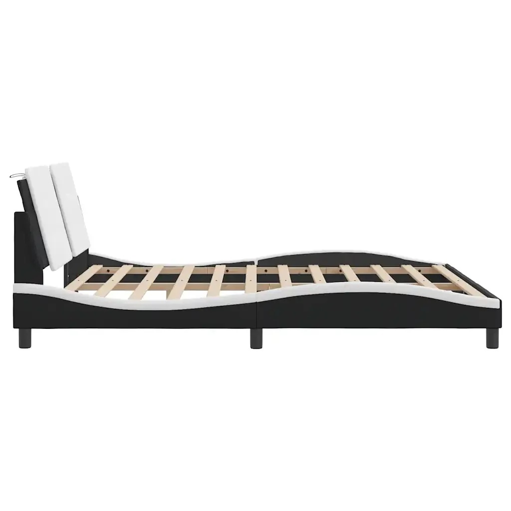 Letto matrimoniale | Letto per adulti | Giroletto senza Materasso Zadar Nero e Bianco 180x200 cm in Similpelle - Image 5