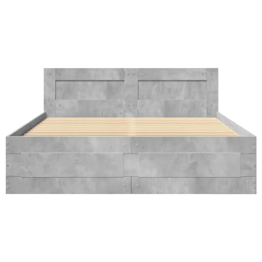 Letto matrimoniale | Letto per adulti | Giroletto Testiera Grigio Cemento 120x200 cm Legno Multistrato - Image 5