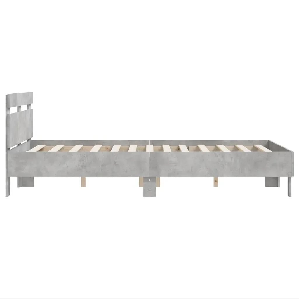 Letto matrimoniale | Letto per adulti | Giroletto Testiera Grigio Cemento 120x200 cm Legno Multistrato - Image 6