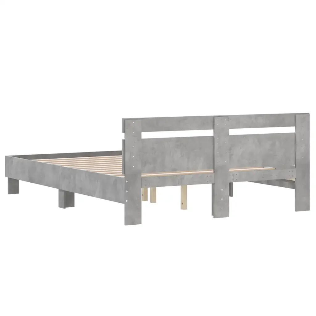 Letto matrimoniale | Letto per adulti | Giroletto Testiera Grigio Cemento 140x190 cm Legno Multistrato - Image 7