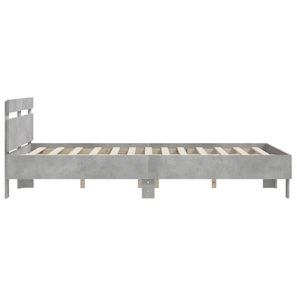 Letto matrimoniale | Letto per adulti | Giroletto Testiera Grigio Cemento 140x200 cm Legno Multistrato - Image 6