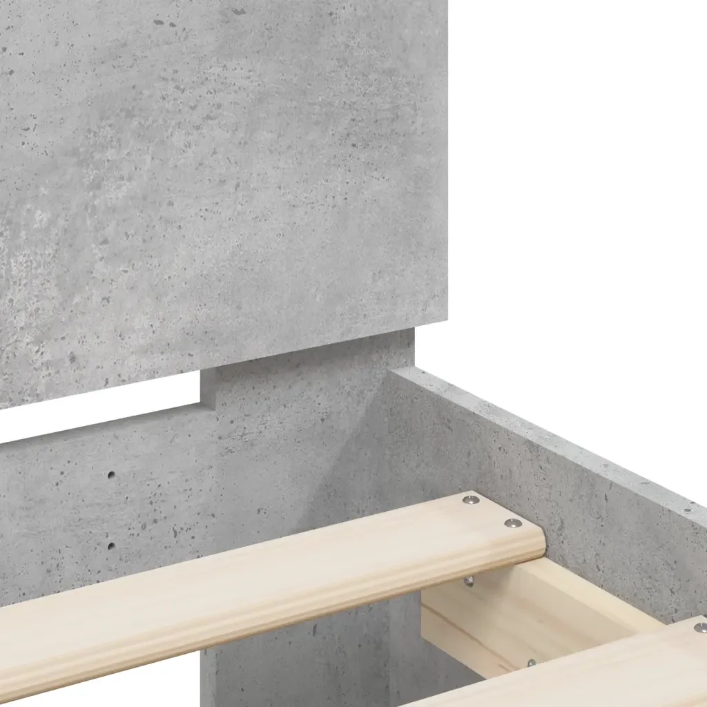 Letto matrimoniale | Letto per adulti | Giroletto Testiera Grigio Cemento 150x200 cm Legno Multistrato - Image 8