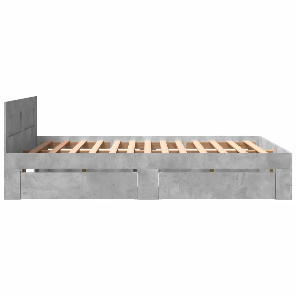 Letto matrimoniale | Letto per adulti | Giroletto Testiera Grigio Cemento 160x200 cm Legno Multistrato - Image 6