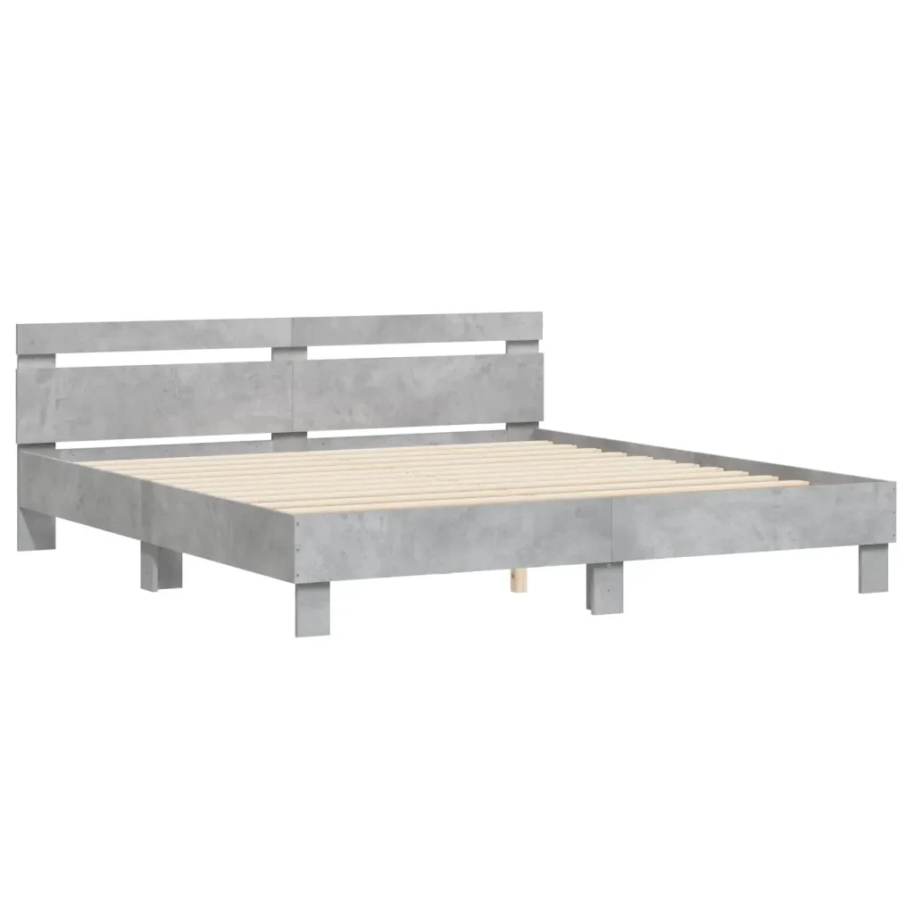 Letto matrimoniale | Letto per adulti | Giroletto Testiera Grigio Cemento 160x200 cm Legno Multistrato - Image 4