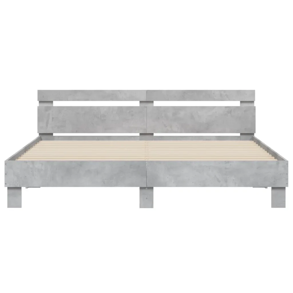 Letto matrimoniale | Letto per adulti | Giroletto Testiera Grigio Cemento 160x200 cm Legno Multistrato - Image 5