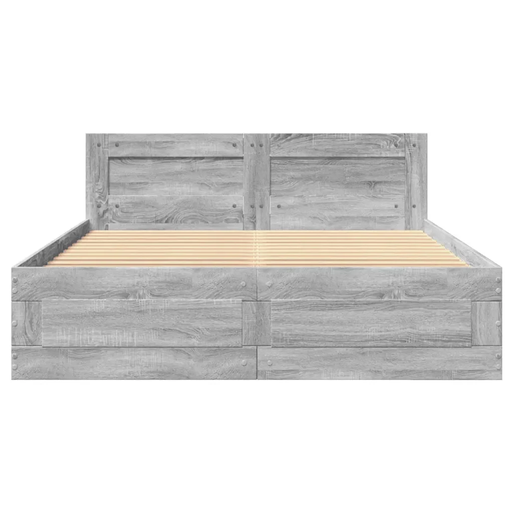 Letto matrimoniale | Letto per adulti | Giroletto Testiera Grigio Sonoma 120x190 cm Legno Multistrato - Image 5