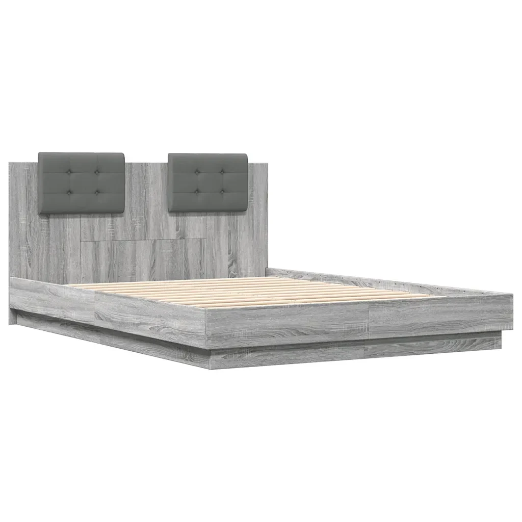 Letto matrimoniale | Letto per adulti | Giroletto Testiera Grigio Sonoma 120x200 cm Legno Multistrato - Image 4