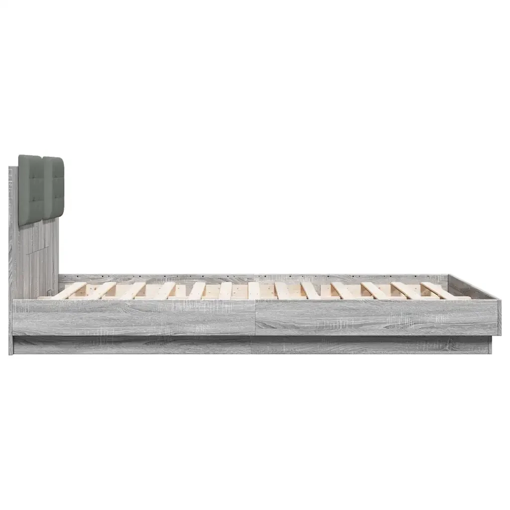 Letto matrimoniale | Letto per adulti | Giroletto Testiera Grigio Sonoma 120x200 cm Legno Multistrato - Image 5
