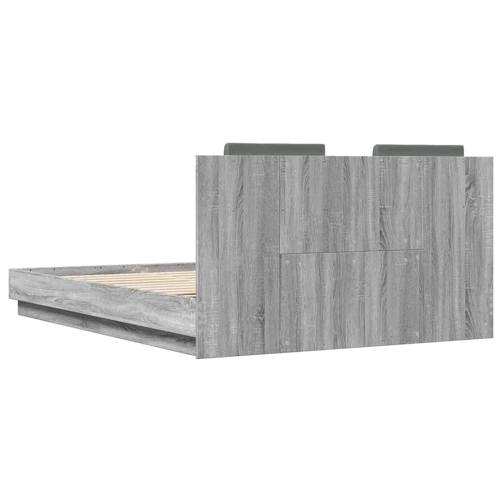Letto matrimoniale | Letto per adulti | Giroletto Testiera Grigio Sonoma 120x200 cm Legno Multistrato - Image 6